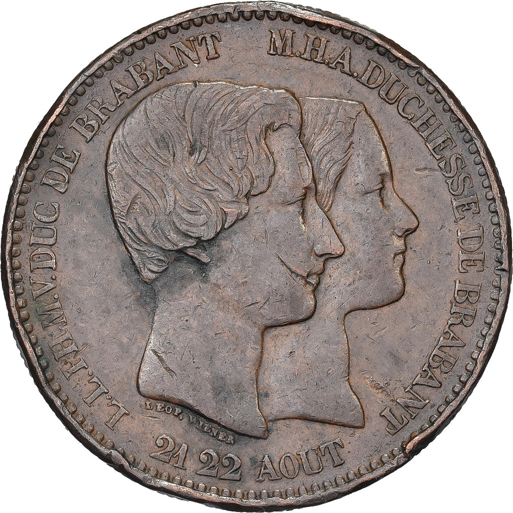 Bélgica, Médaille de mariage, 1853, Brussels, Cobre, MBC
