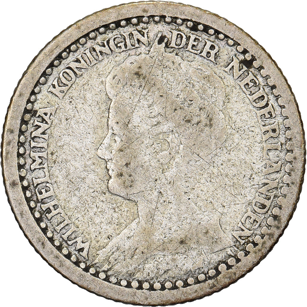 Países Bajos, Wilhelmina I, 10 Cents, 1919, Plata, BC, KM:145