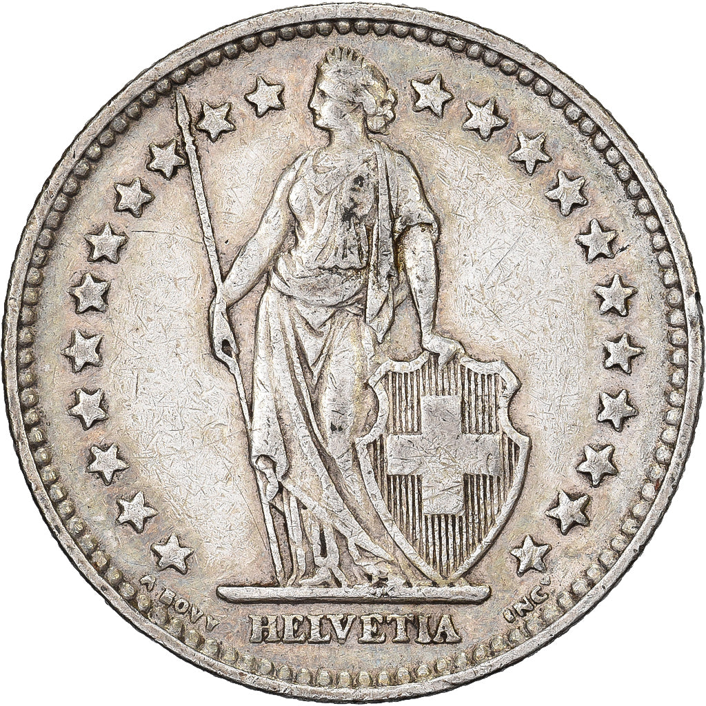 Switzerland, 2 Francs, 1920, Bern, Silver, EF(40-45), KM:21