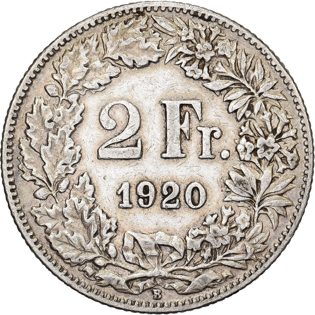 Szwajcaria, 2 Francs, 1920, Bern, Srebro, EF(40-45), KM:21