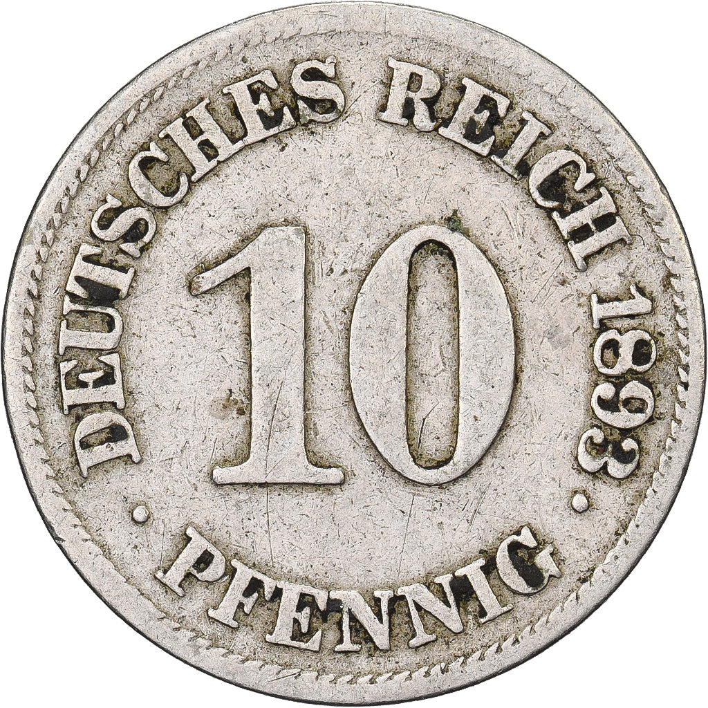 DUITSLAND - KEIZERRIJK, Wilhelm II, 10 Pfennig, 1893, Muldenhütten