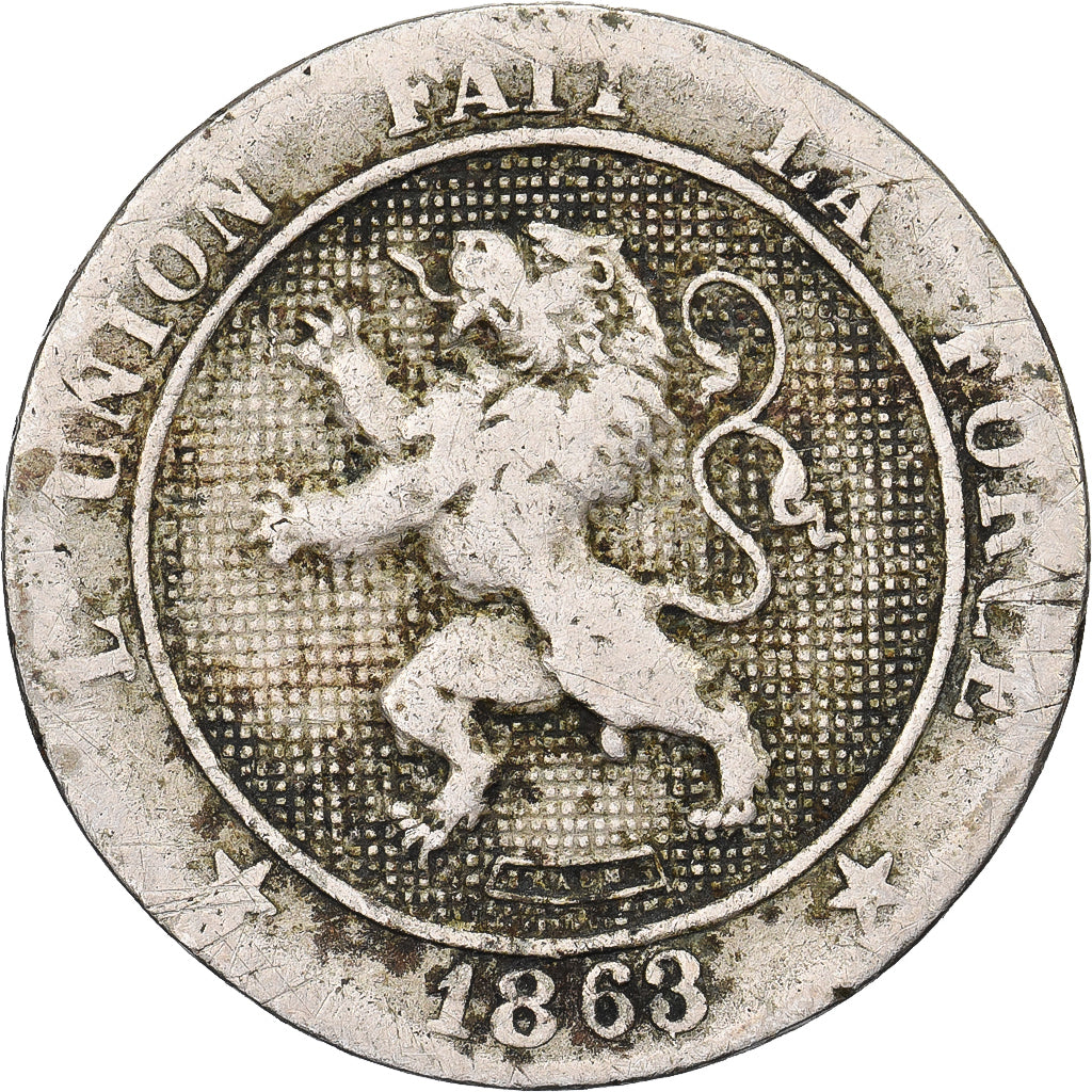 Bélgica, Leopold I, 5 Centimes, 1863, Cobre-níquel, VF(30-35), KM:21