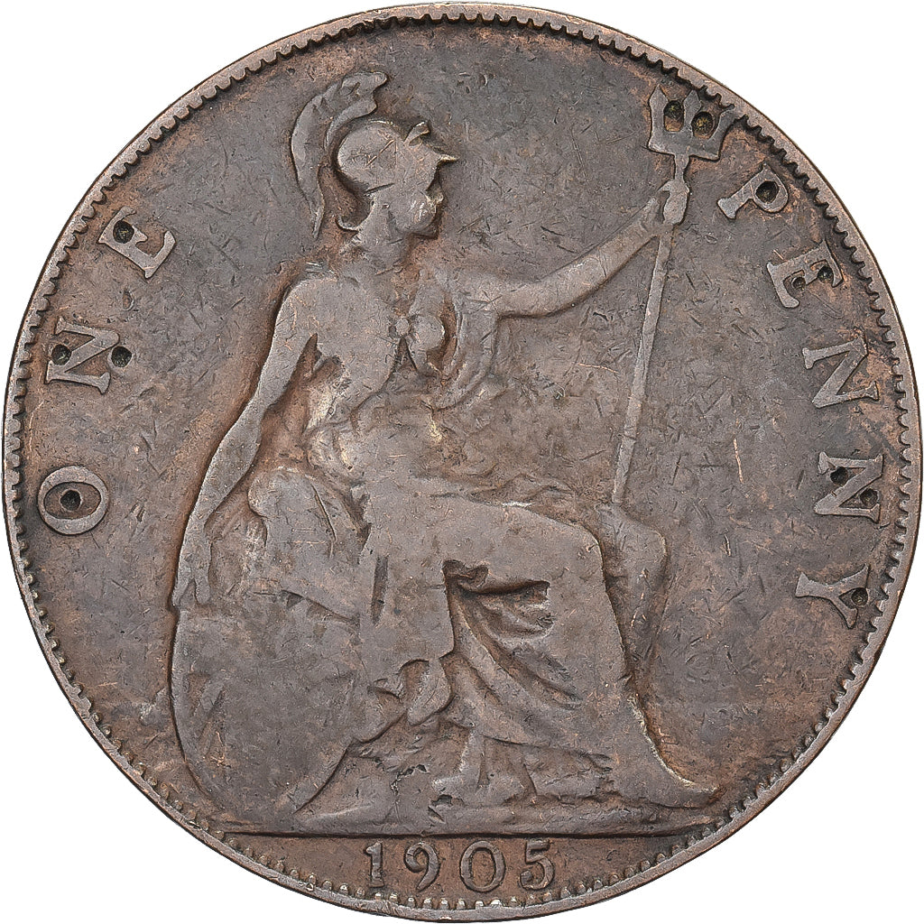 Groot Bretagne, Edward VII, Penny, 1905, Bronzen, FR+, KM:794.2