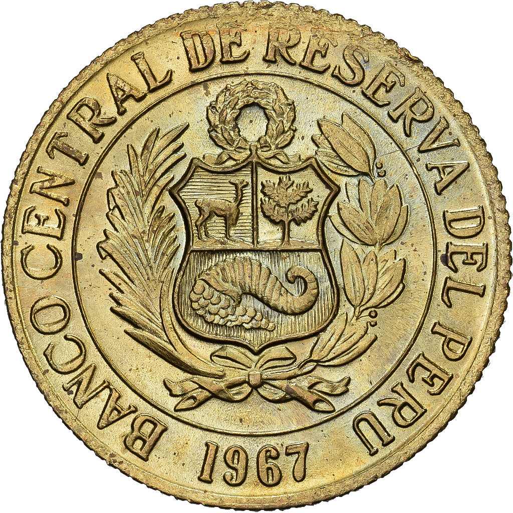 Pérou, 1/2 Sol, 1967, Lima, Laiton, SUP, KM:247