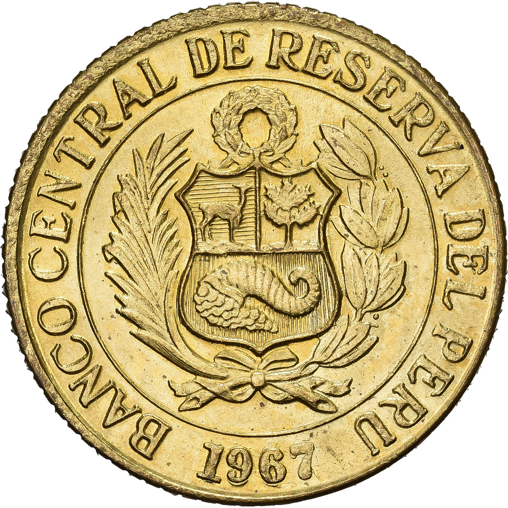 Pérou, 10 Centavos, 1967, Lima, Laiton, SUP, KM:245.1