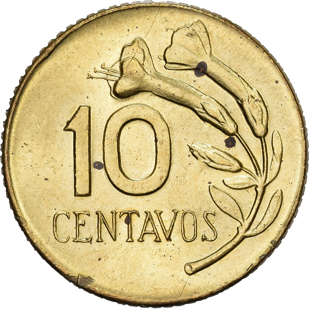 Pérou, 10 Centavos, 1967, Lima, Laiton, SUP, KM:245.1
