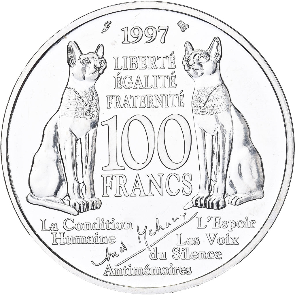 França, 100 Francs, André Malraux, 1997, Pessac, ENSAIO, Prata, MS(60-62)