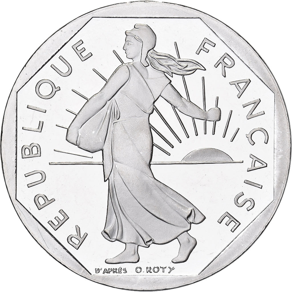 Francja, 2 Francs, Semeuse, 2000, Paris, Proof, Nikiel, MS(63), Gadoury:547b