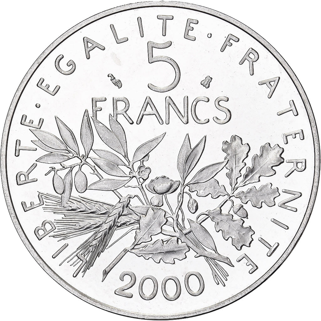 France, 5 Francs, Semeuse, 2000, Paris, Proof, Copper-nickel, MS(63)