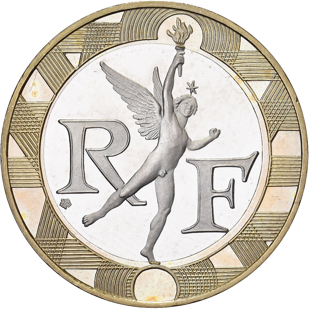 França, 10 Francs, Génie, 2000, Paris, Bimetálico, MS(63), Gadoury:827a