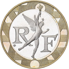 França, 10 Francs, Génie, 2000, Paris, Bimetálico, MS(63), Gadoury:827a