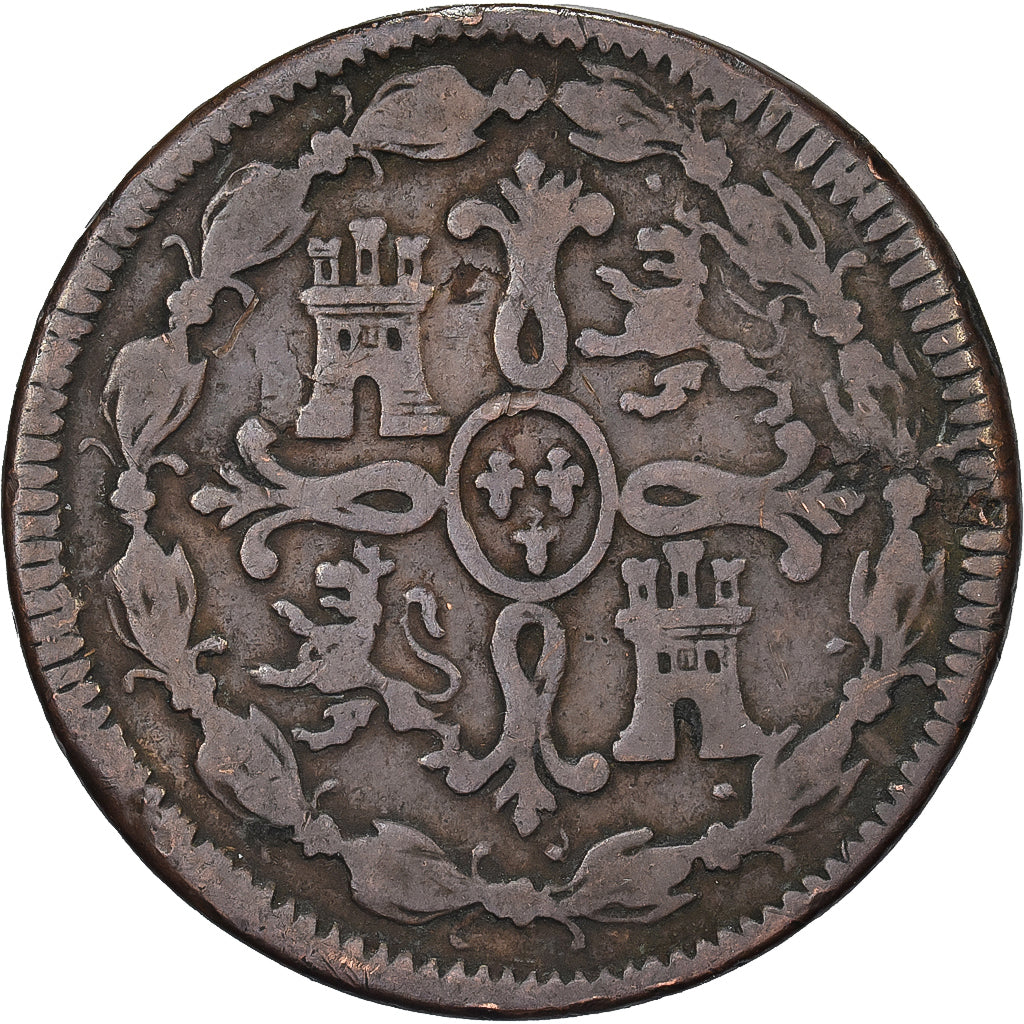 Spagna, Fernando VII, 8 Maravedis, 1820, Jubia, Rame, MB, KM:491