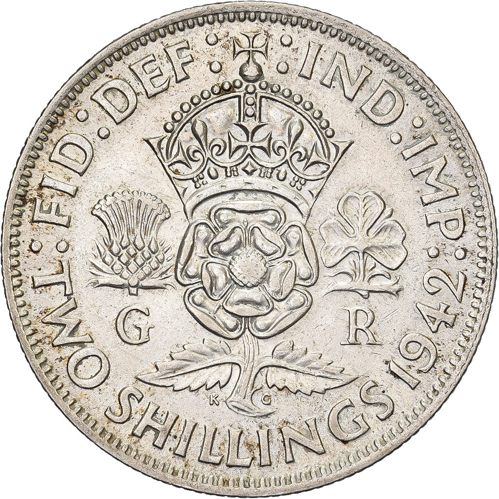 Wielka Brytania, George VI, Florin, Two Shillings, 1942, Srebro, AU(50-53)