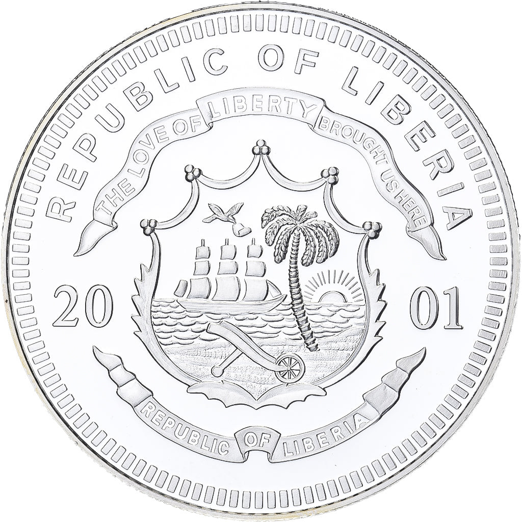 Liberia, 20 Dollars, 2001, Proof, Silver, MS(65-70)