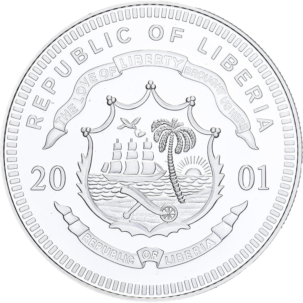 Liberia, 20 Dollars, 2001, Prueba, Plata, FDC