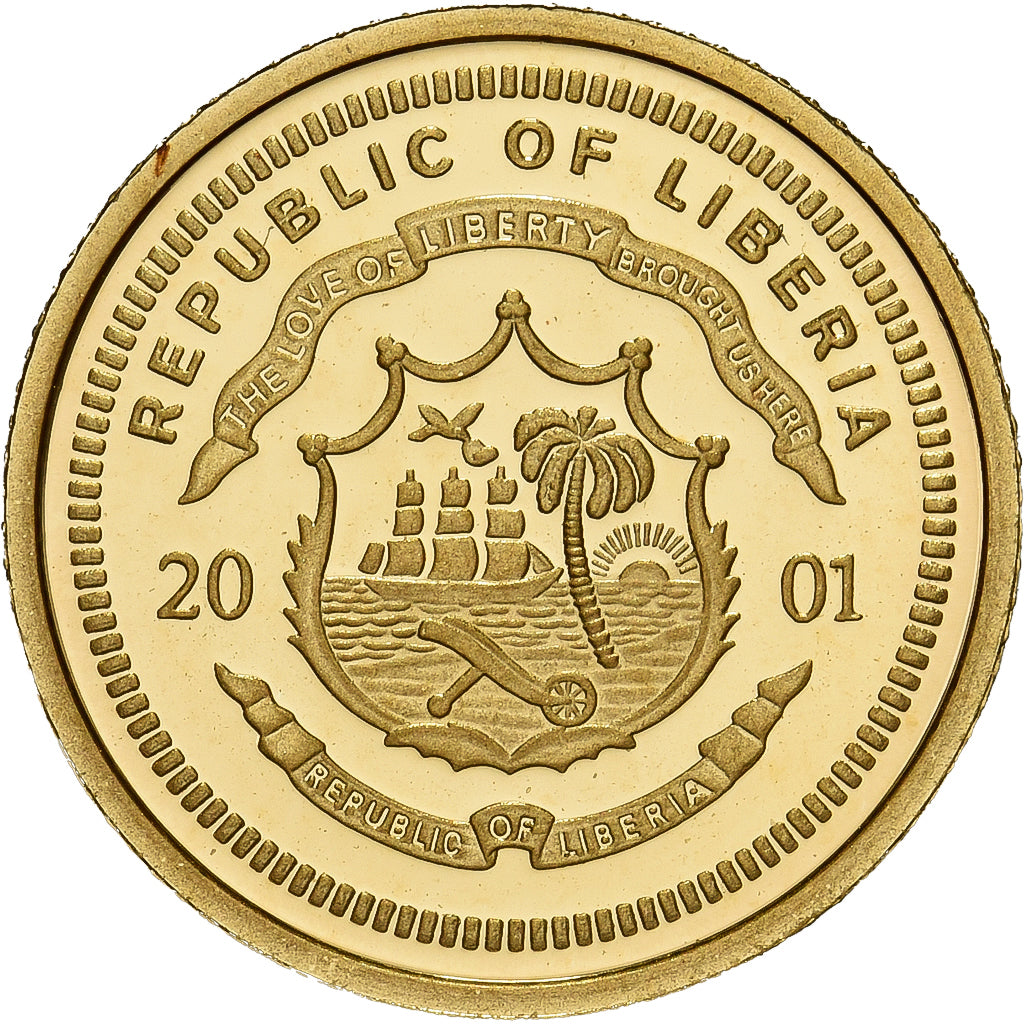 Liberia, 25 Dollars, Albert Einstein, 2001, Proof, Gold, MS(65-70)