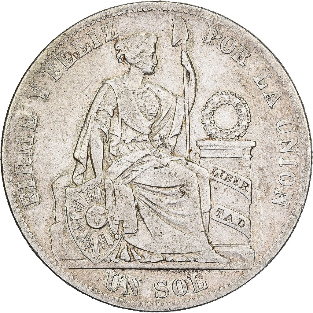Perù, SOUTH PERU, Sol, 1885, Santiago, Argento, BB, KM:196.22