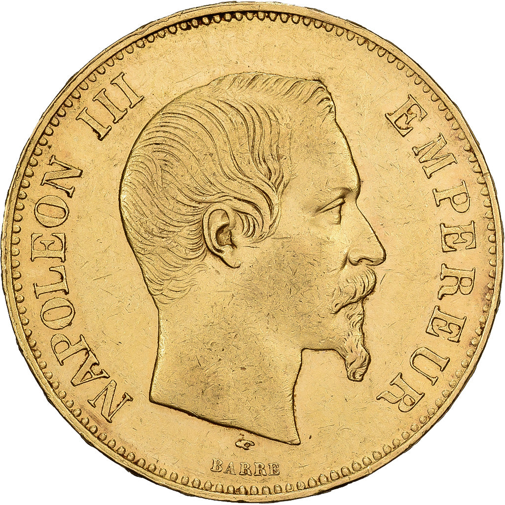 France, Napoleon III, 100 Francs Or, 1857, Paris, tête nue, Gold, EF(40-45)