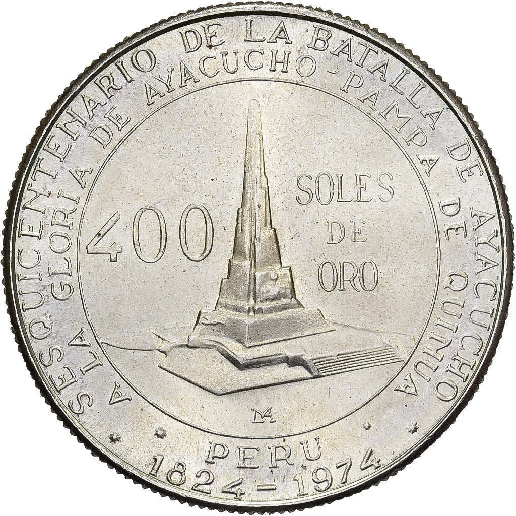 Pérou, 400 Soles, 1976, Lima, Argent, SUP, KM:270