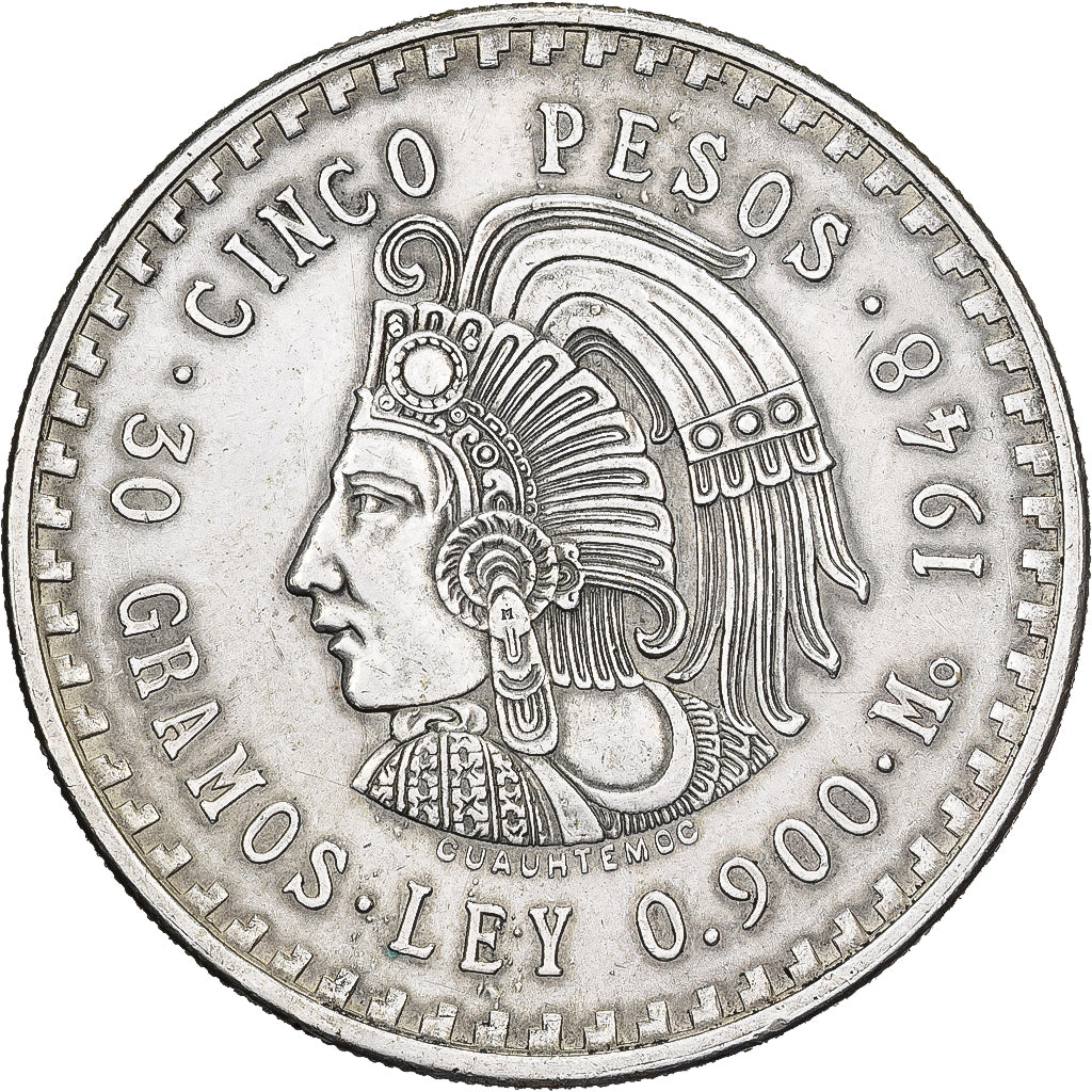 Mexiko, 5 Pesos, 1948, Mexico City, Silber, SS+, KM:465