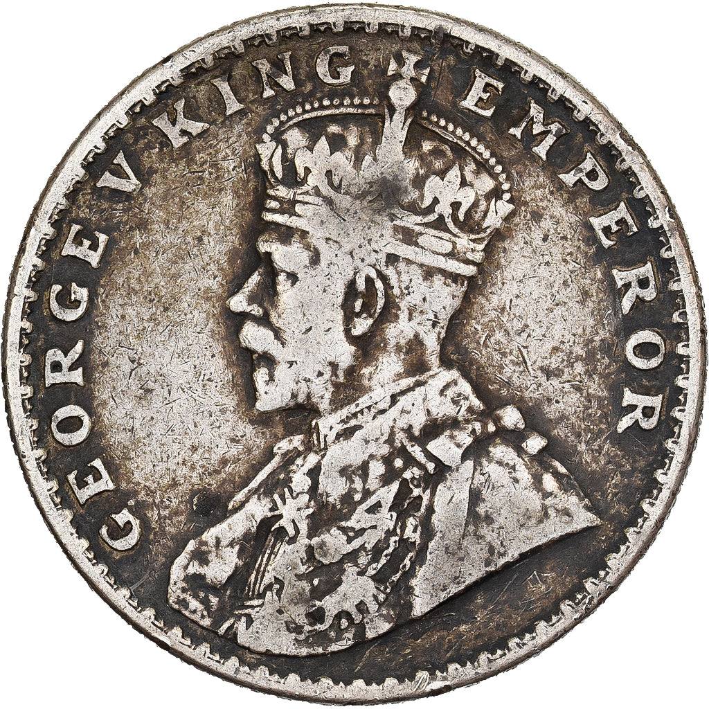 Britisch-Indien, George V, Rupee, 1918, Bombay, Silber, S+, KM:524