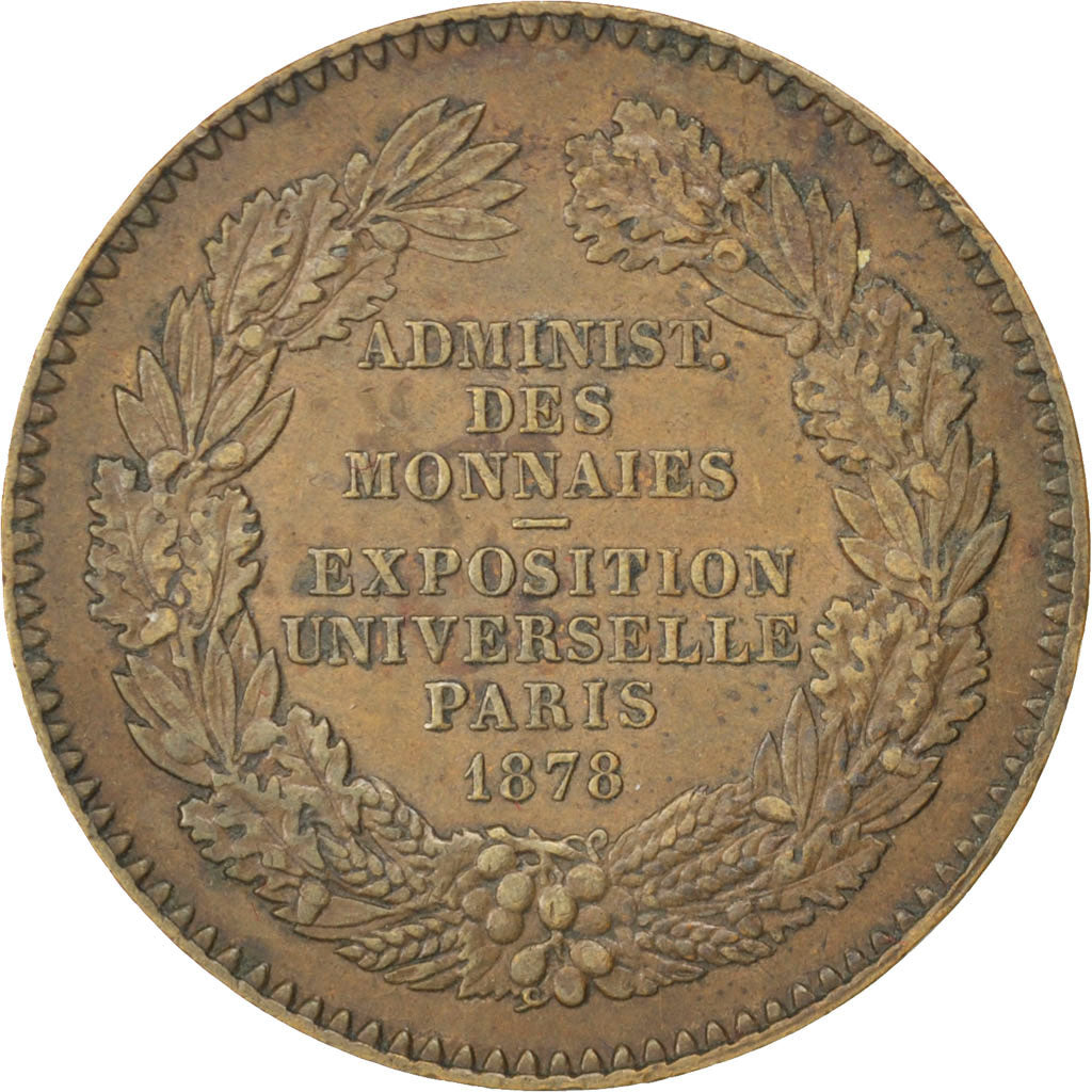 France, Medal, French Third Republic, 1878, Copper, Barre, AU(50-53)