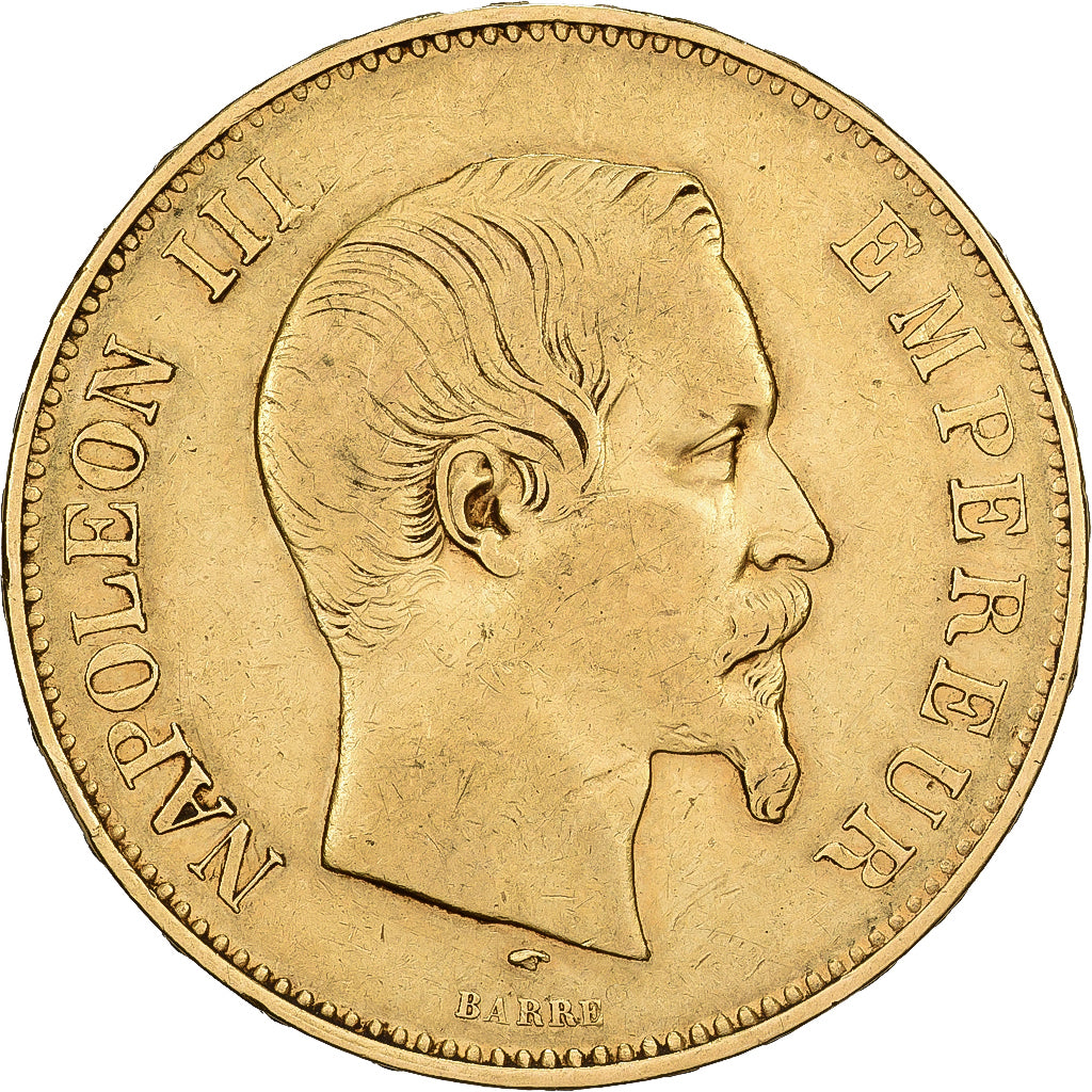 Frankreich, Napoleon III, 100 Francs Or, 1857, Paris, tête nue, Gold, S+