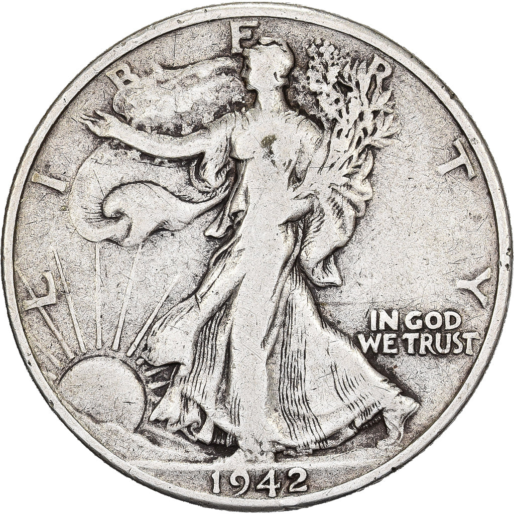 Stati Uniti, Half Dollar, Walking Liberty, 1942, U.S. Mint, Argento, MB+, KM:142