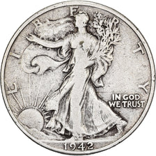 Stati Uniti, Half Dollar, Walking Liberty, 1942, U.S. Mint, Argento, MB+, KM:142