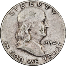 Estados Unidos da América, Half Dollar, Franklin, 1954, U.S. Mint, Prata