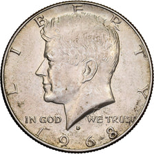 Estados Unidos da América, Half Dollar, Kennedy, 1968, U.S. Mint, Prata
