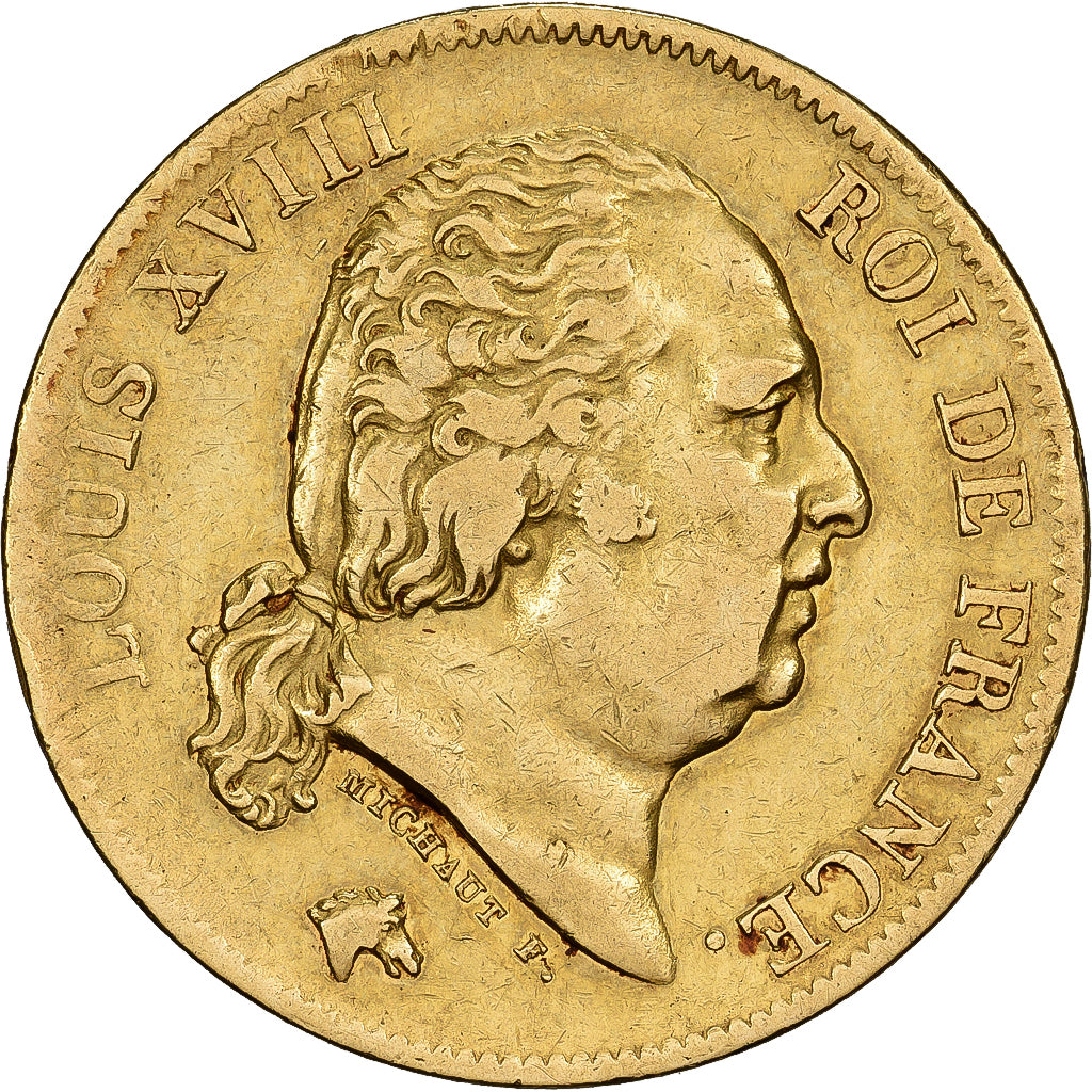 Francia, Louis XVIII, 40 Francs, 1819, Lille, Oro, MBC, Gadoury:1092