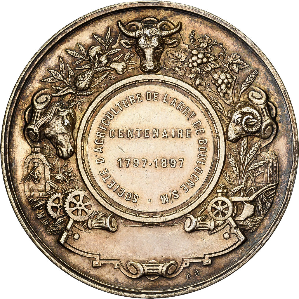 Francia, medalla, Société d'Agriculture de Boulogne sur mer, 1897, Plata, MBC