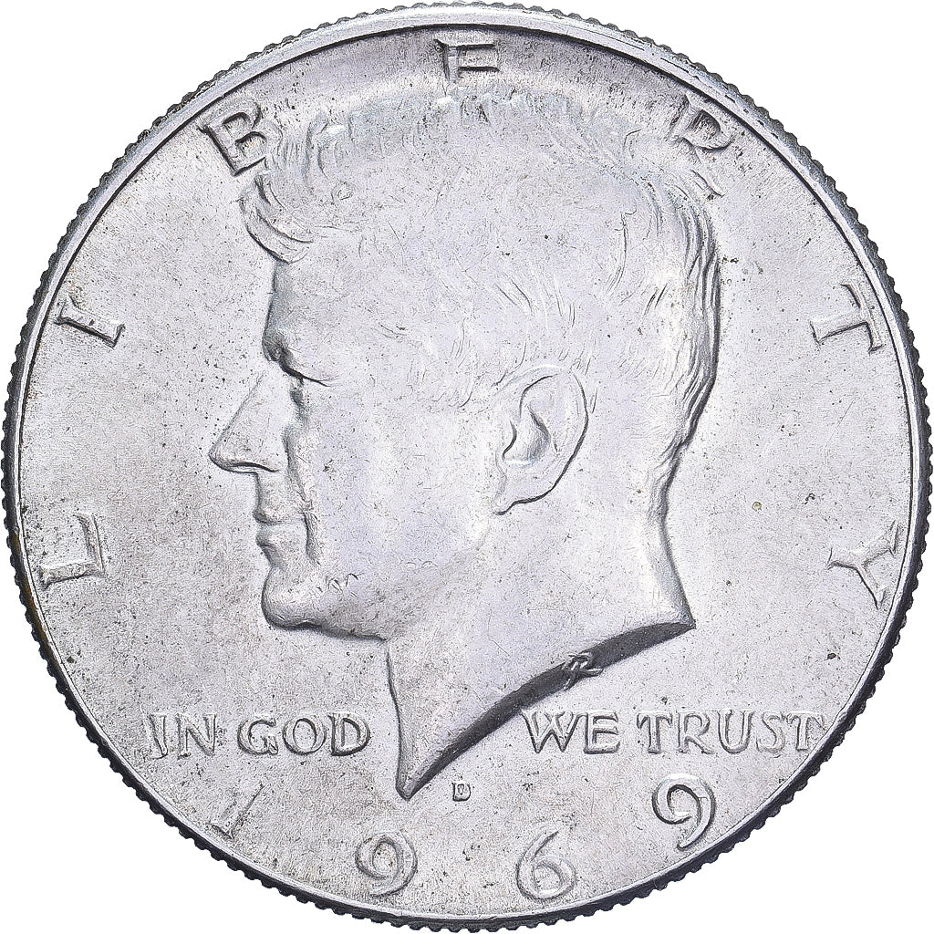 United States, Half Dollar, Kennedy, 1969, U.S. Mint, Silver, AU(50-53), KM:202a