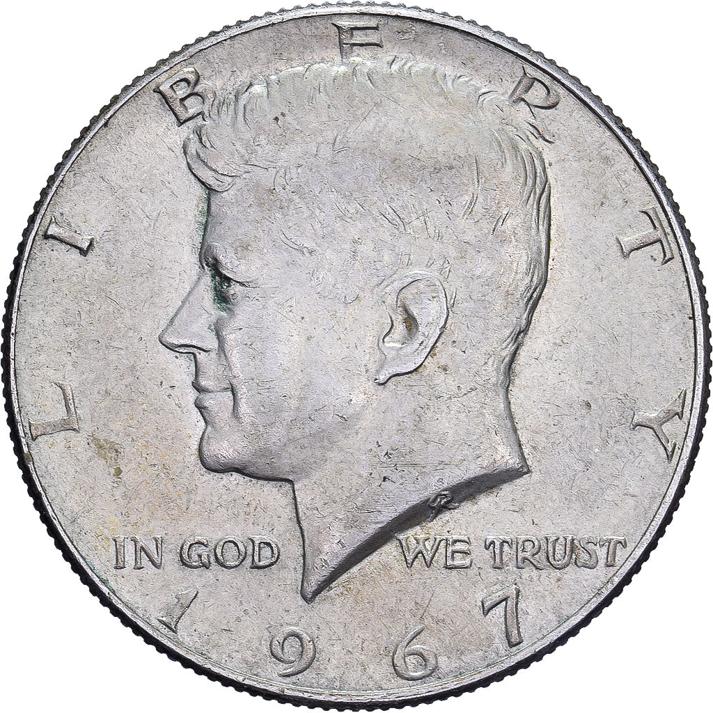 Estados Unidos, Half Dollar, Kennedy, 1967, U.S. Mint, Plata, MBC, KM:202a