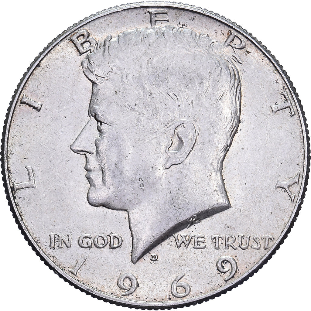 Stati Uniti, Half Dollar, Kennedy, 1969, U.S. Mint, Argento, BB+, KM:202a