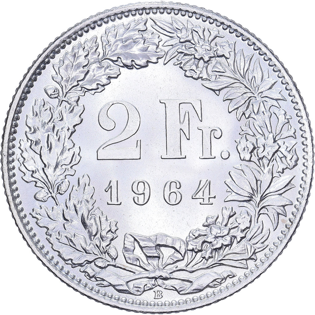 Switzerland, 2 Francs, 1964, Bern, Silver, MS(60-62), KM:21