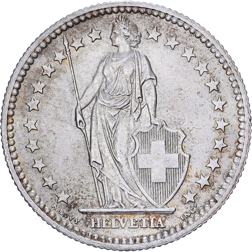 Suíça, 2 Francs, 1957, Bern, Prata, AU(50-53), KM:21