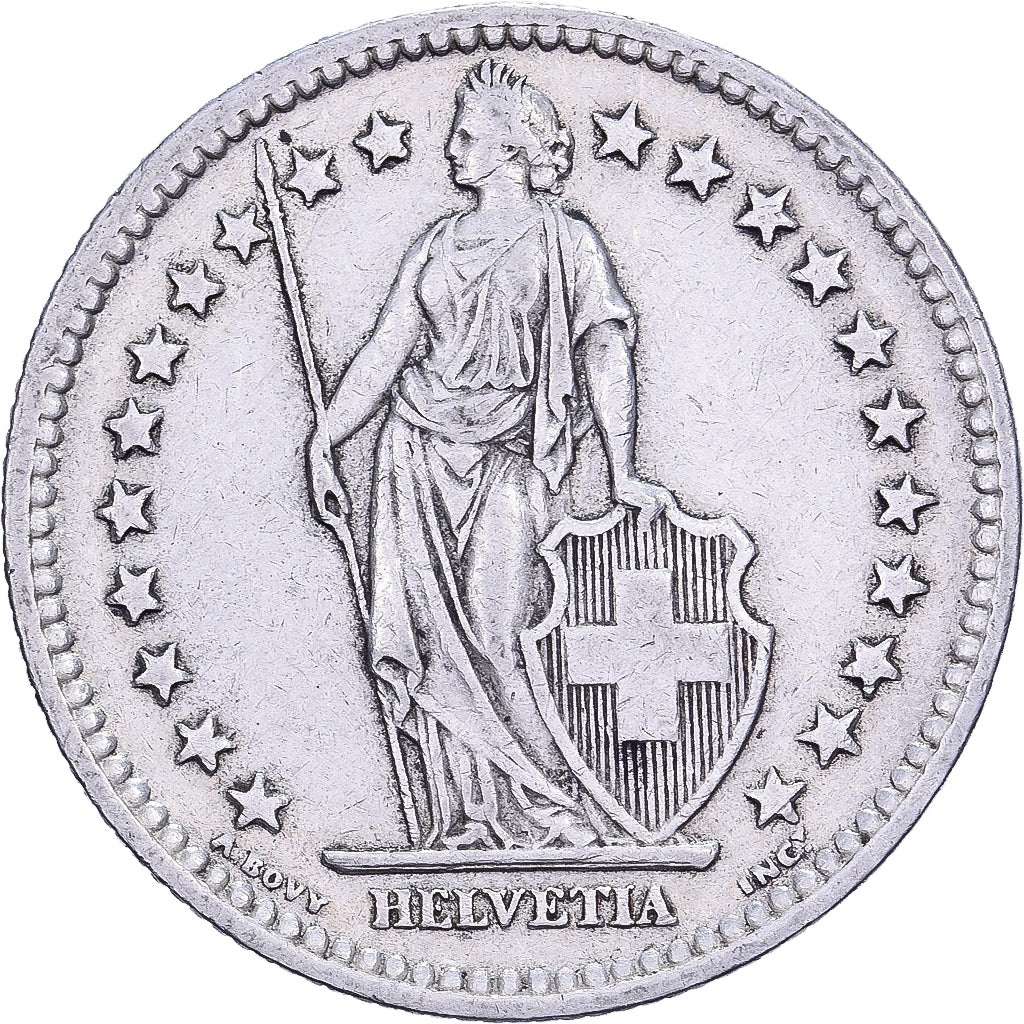 Switzerland, 2 Francs, 1945, Bern, Silver, EF(40-45), KM:21
