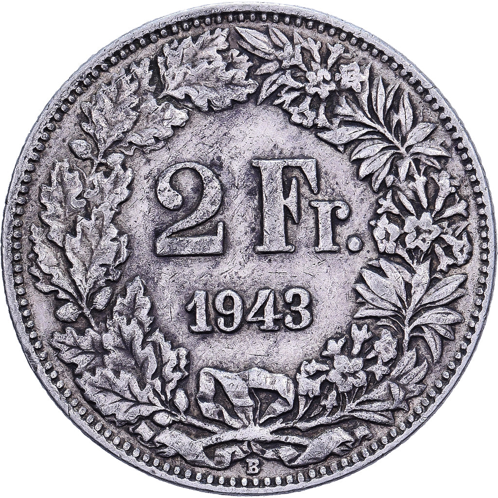 Suisse, 2 Francs, 1943, Bern, Argent, TB+, KM:21