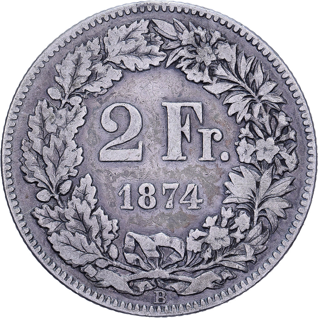 Suisse, 2 Francs, 1874, Bern, Argent, TB+, KM:21