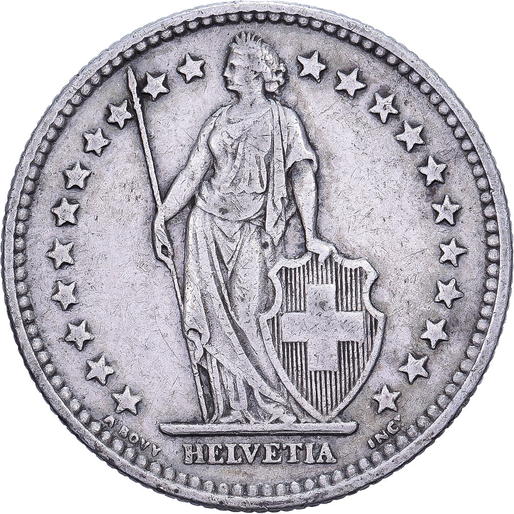 Suíça, 2 Francs, 1909, Bern, Prata, VF(30-35), KM:21
