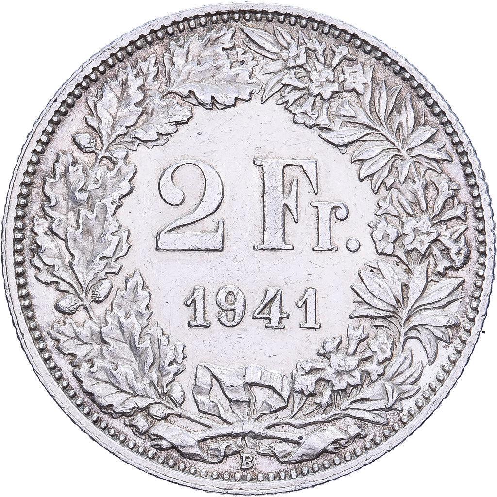 Svizzera, 2 Francs, 1941, Bern, Argento, SPL-, KM:21
