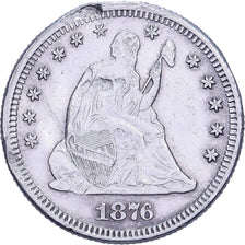 États-Unis, Quarter, Seated Liberty, 1876, U.S. Mint, Argent, TB+, KM:A98