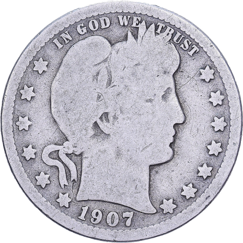 USA, Quarter, Barber, 1907, U.S. Mint, Srebro, VF(20-25), KM:114