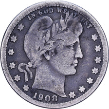 United States, Quarter, Barber, 1908, U.S. Mint, Silver, VF(30-35), KM:114