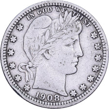 United States, Quarter, Barber, 1908, U.S. Mint, Silver, EF(40-45), KM:114