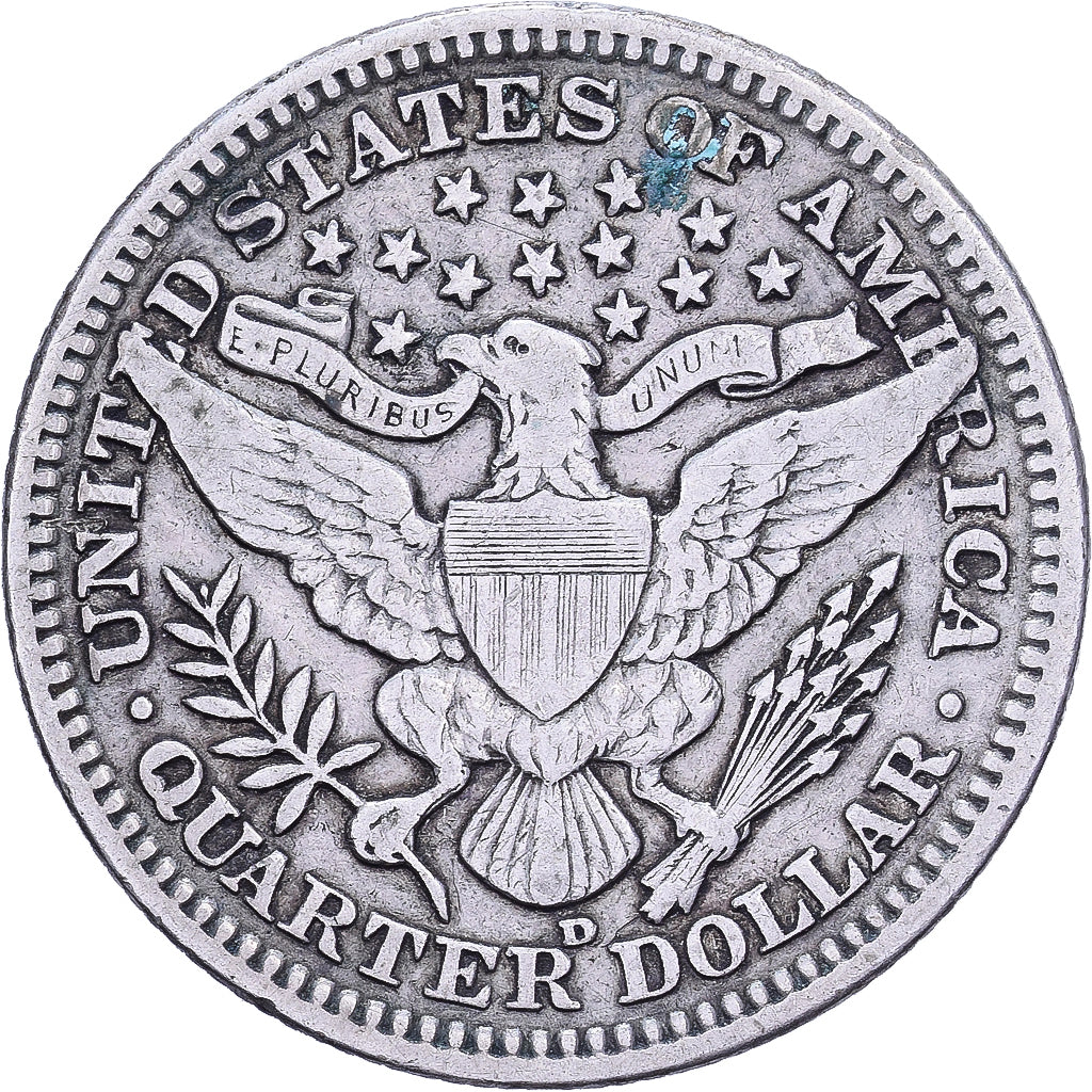 Stati Uniti, Quarter, Barber, 1908, U.S. Mint, Argento, BB, KM:114