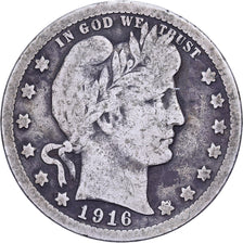 Vereinigte Staaten, Quarter, Barber, 1916, U.S. Mint, Silber, S+, KM:114