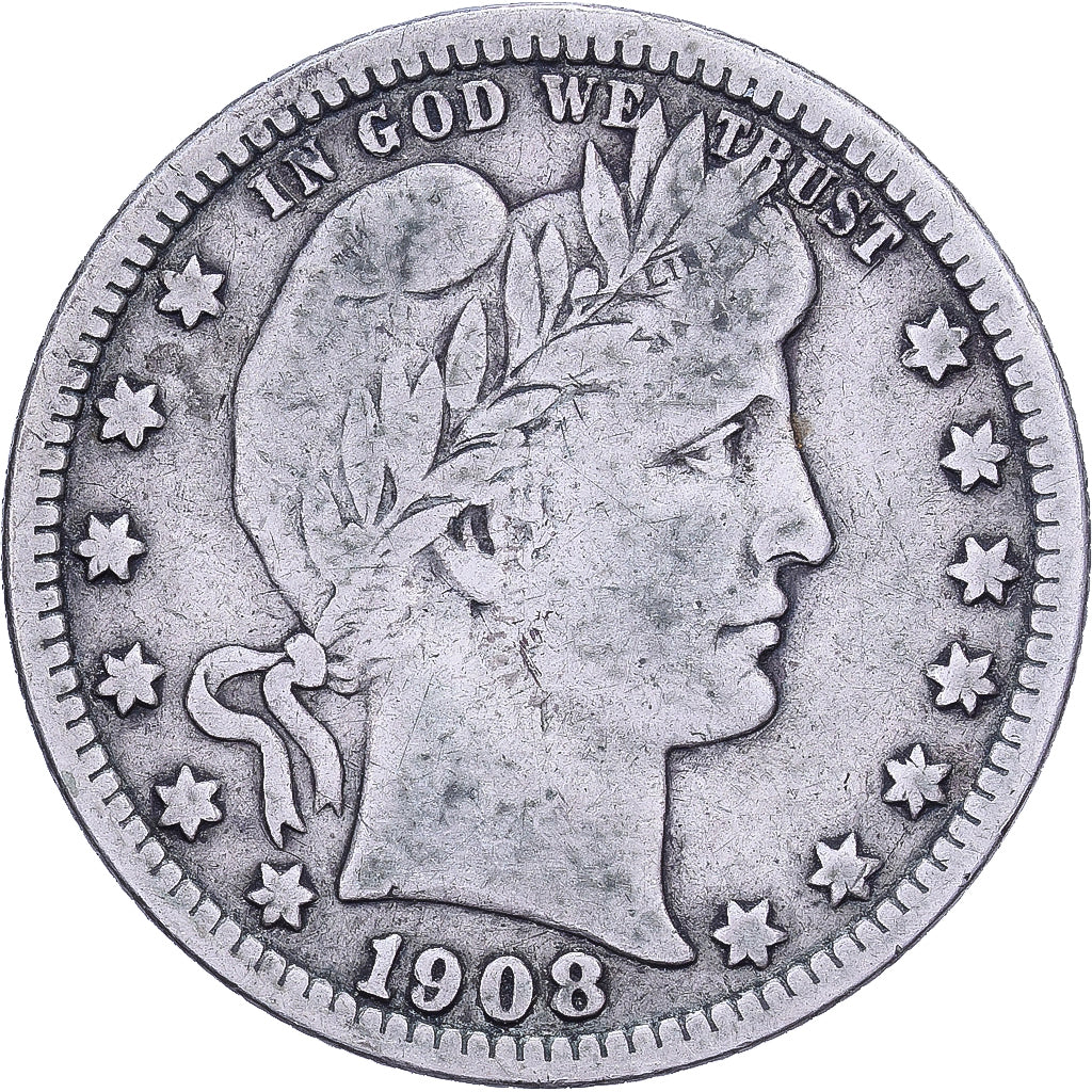USA, Quarter, Barber, 1908, U.S. Mint, Srebro, VF(30-35), KM:114
